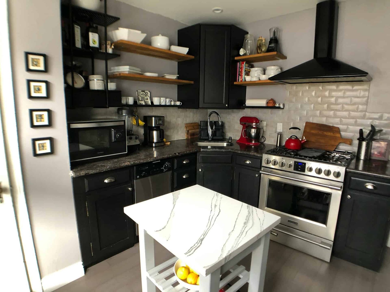 Kitchen with several electrical appliances
